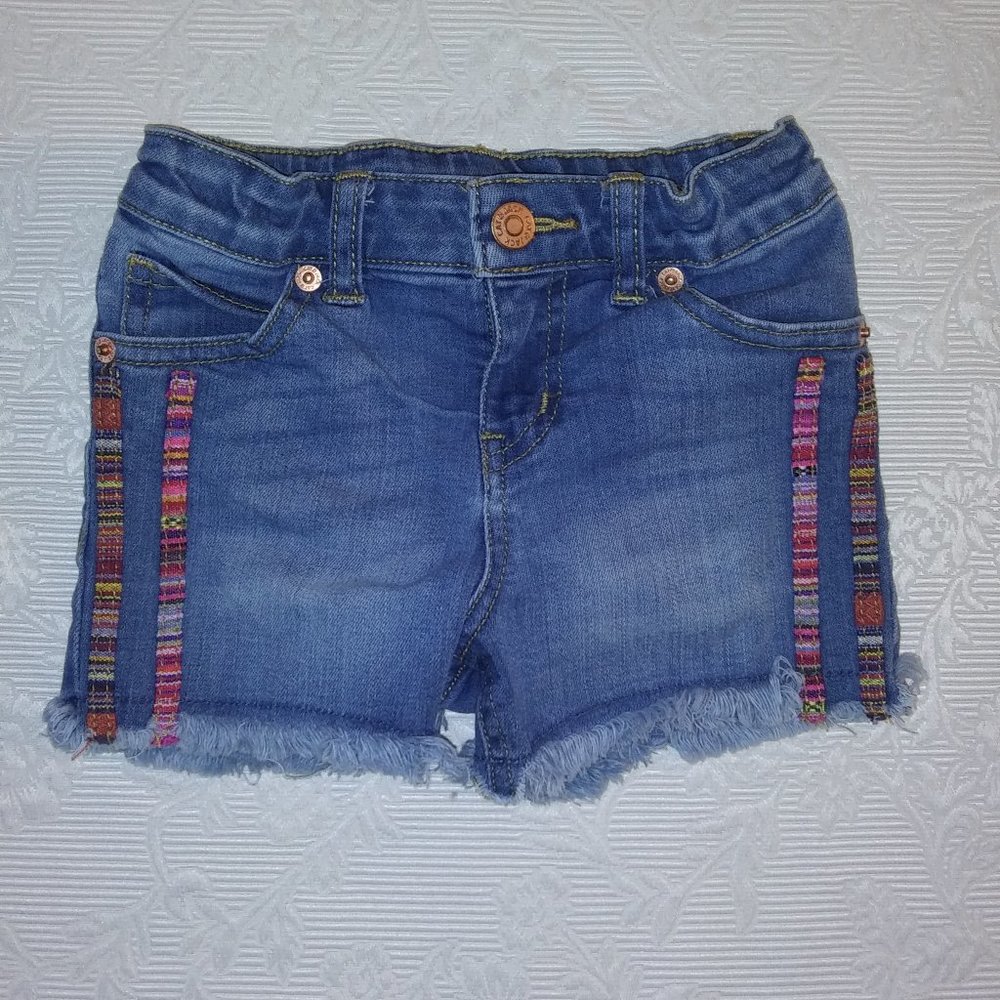 Cat & Jack | Bohemian Cutoff Jean Shorts | XS 4/5 | Festival Colorful Braid